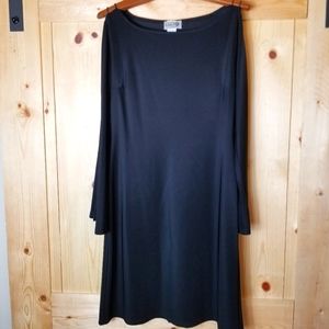 Vintage Luly K New York City Black Trumpet Sleeve Shift Dress